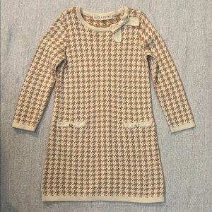 Hope & Henry Toddler Girl’s Tan & CreamHoundstooth Sweater Dress